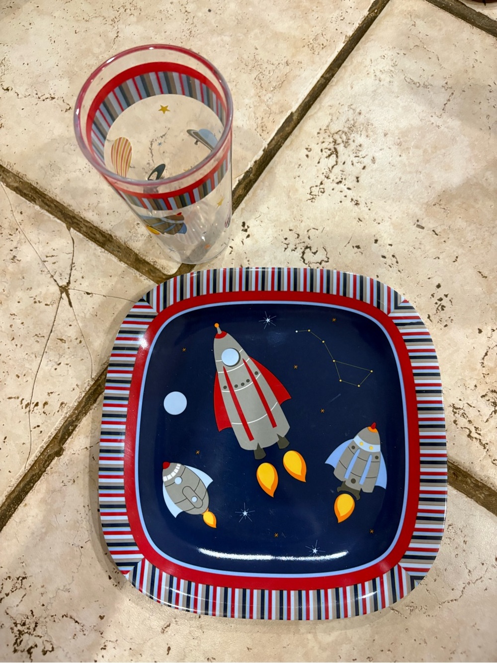 Circo Navy & Red Kids Rocket Plate and Cup Set